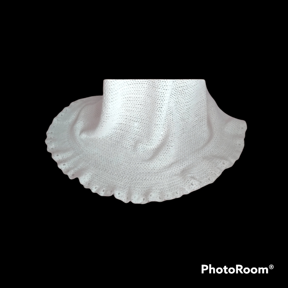 Handmade A-Line Prairie Wedding Gown Crochet Eyelet Lacey Fitted Bodice - Picture 7 of 12